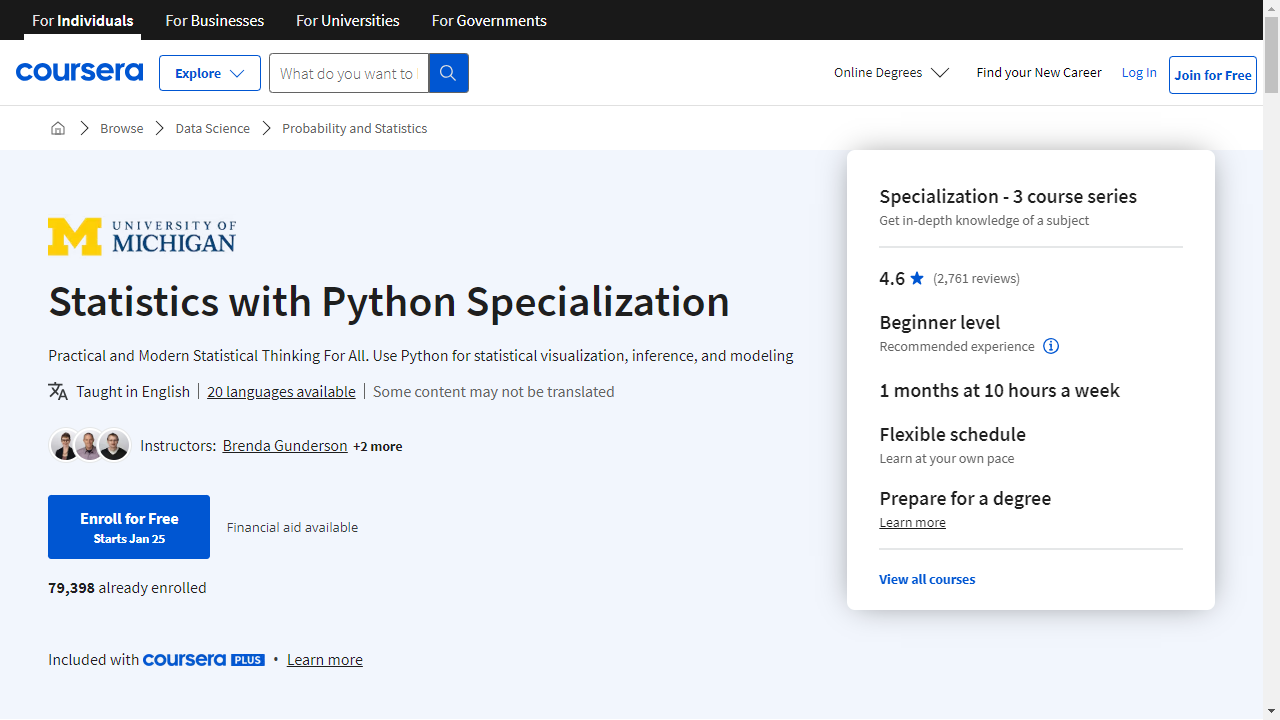 Statistics with Python Specialization