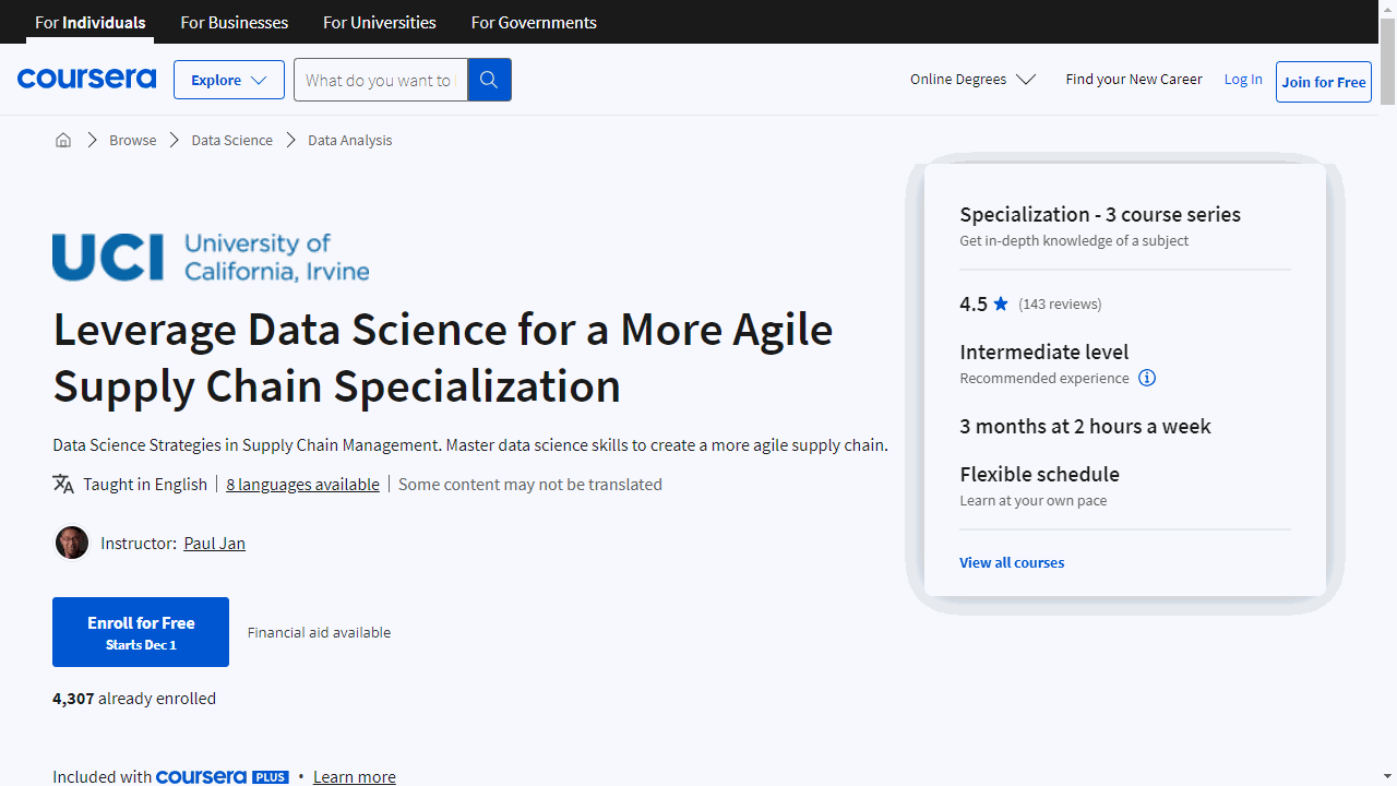 Leverage Data Science for a More Agile Supply Chain Specialization