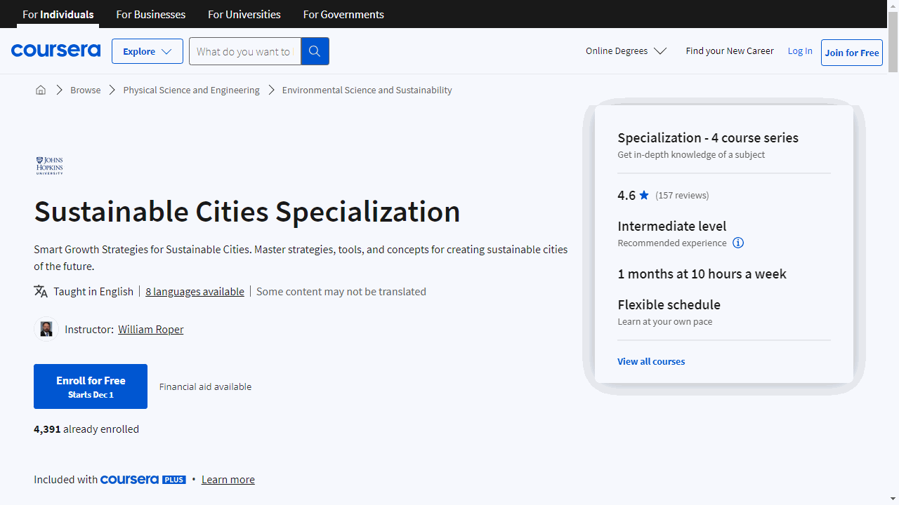 Sustainable Cities Specialization