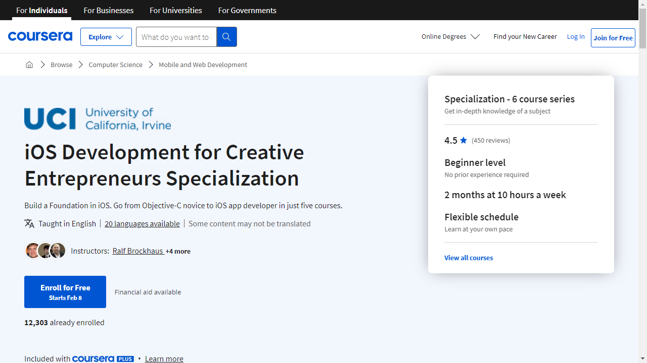 iOS Development for Creative Entrepreneurs Specialization