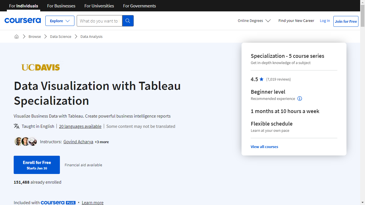 Data Visualization with Tableau Specialization