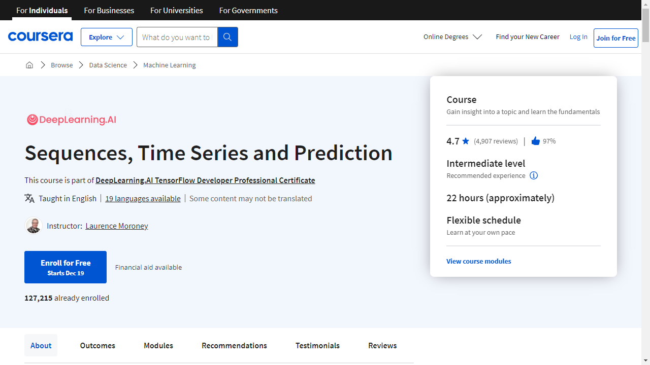 Sequences, Time Series and Prediction