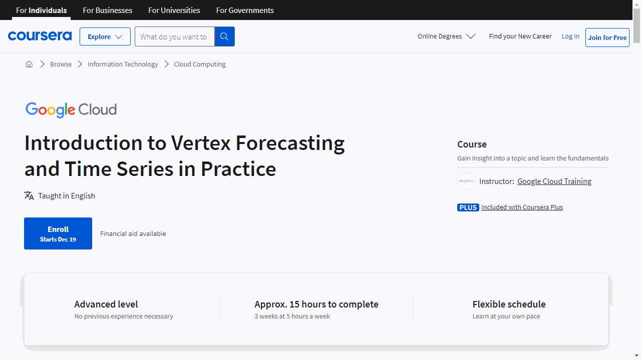 Introduction to Vertex Forecasting and Time Series in Practice