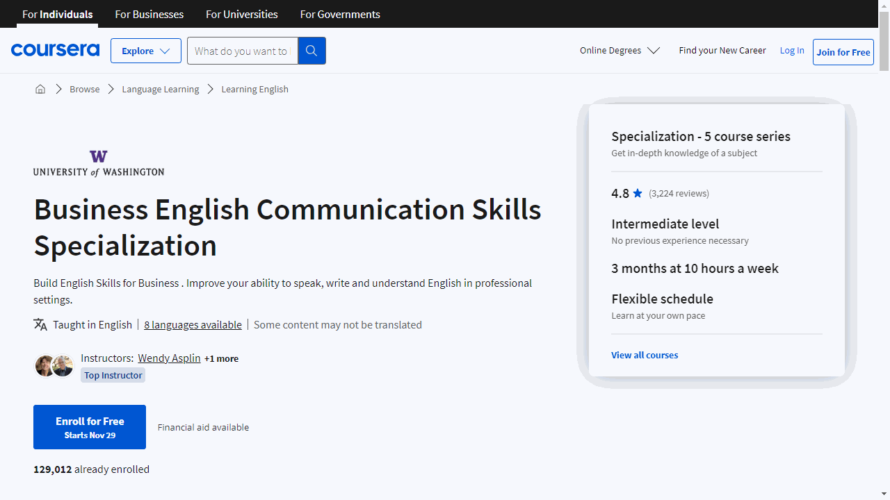 Business English Communication Skills Specialization