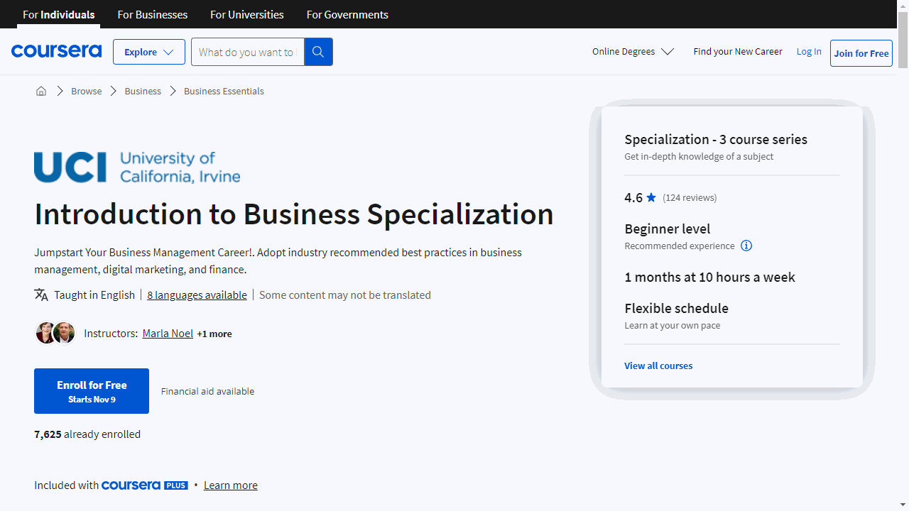 Introduction to Business Specialization