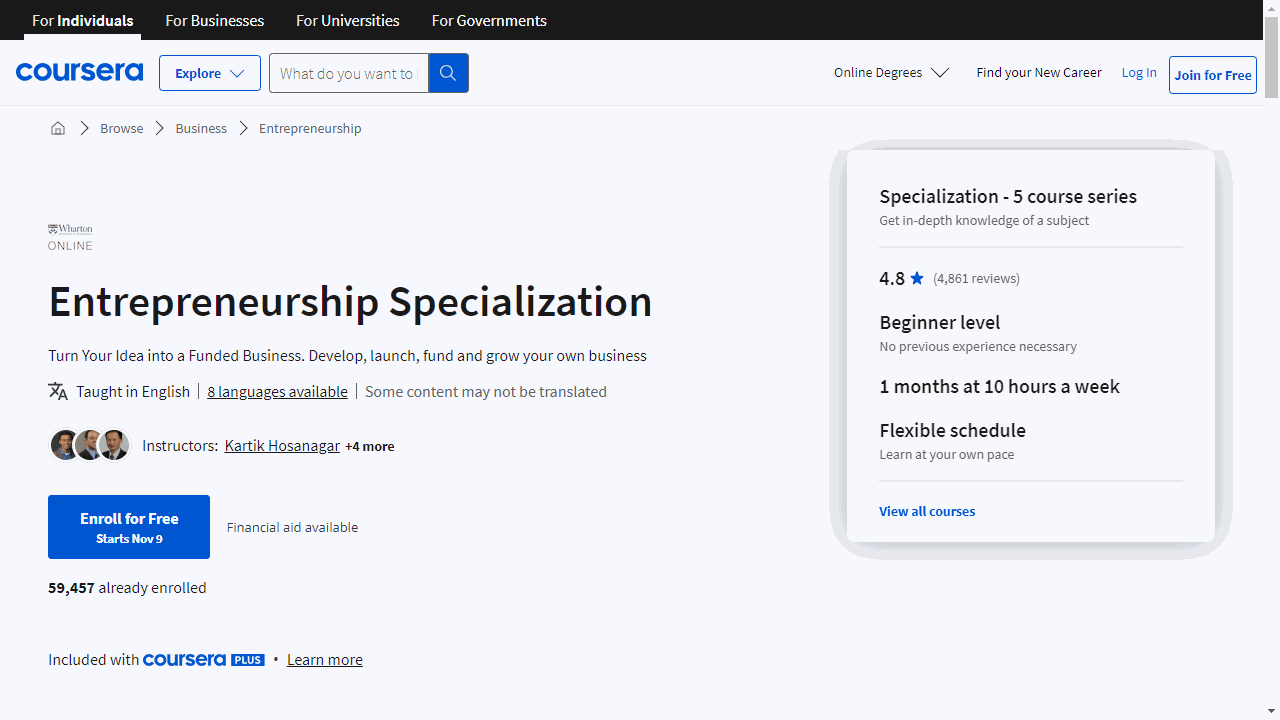 Entrepreneurship Specialization