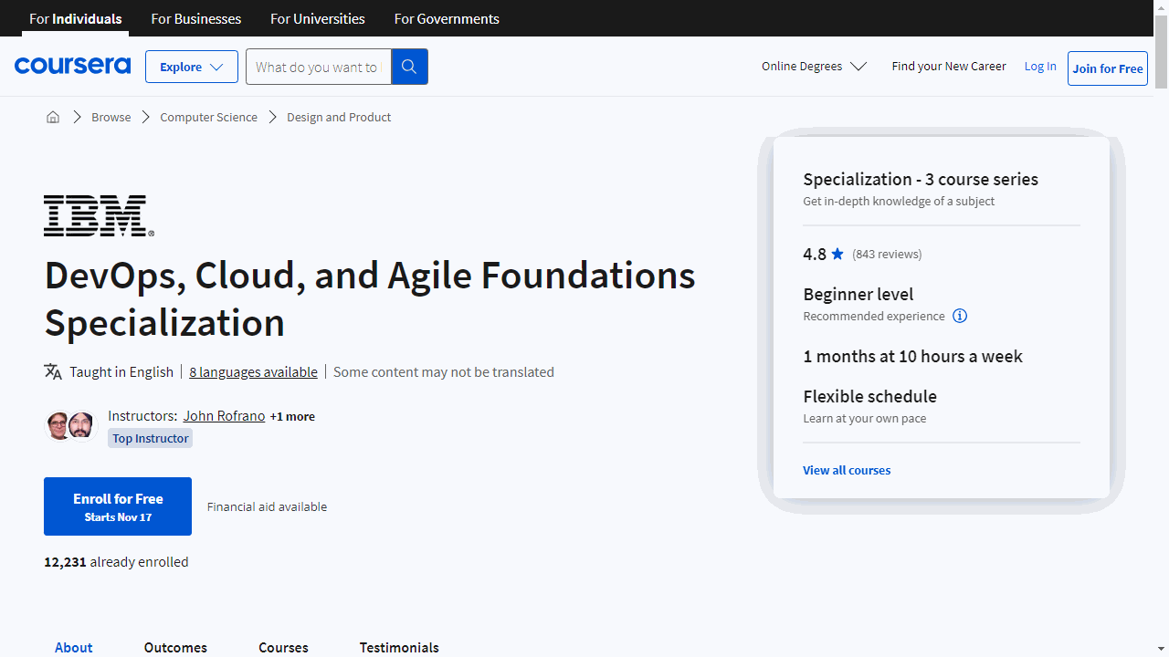 DevOps, Cloud, and Agile Foundations Specialization