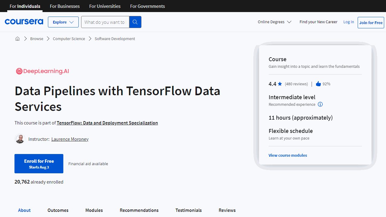 Data Pipelines with TensorFlow Data Services
