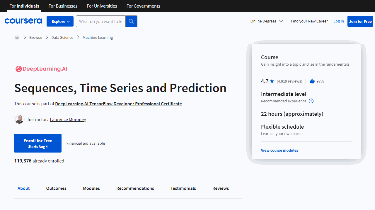 Sequences, Time Series and Prediction