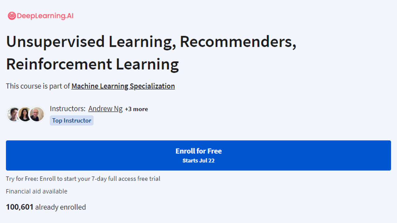 Unsupervised Learning, Recommenders, Reinforcement Learning Course Review