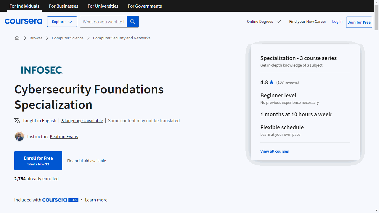 Cybersecurity Foundations Specialization