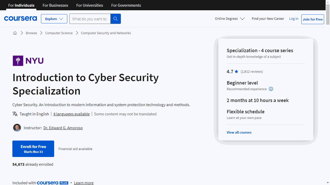 Introduction to Cyber Security Specialization