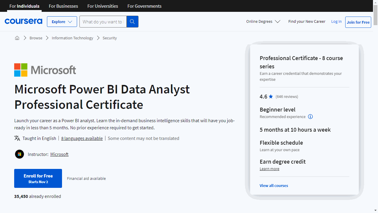 Microsoft Power BI Data Analyst Professional Certificate