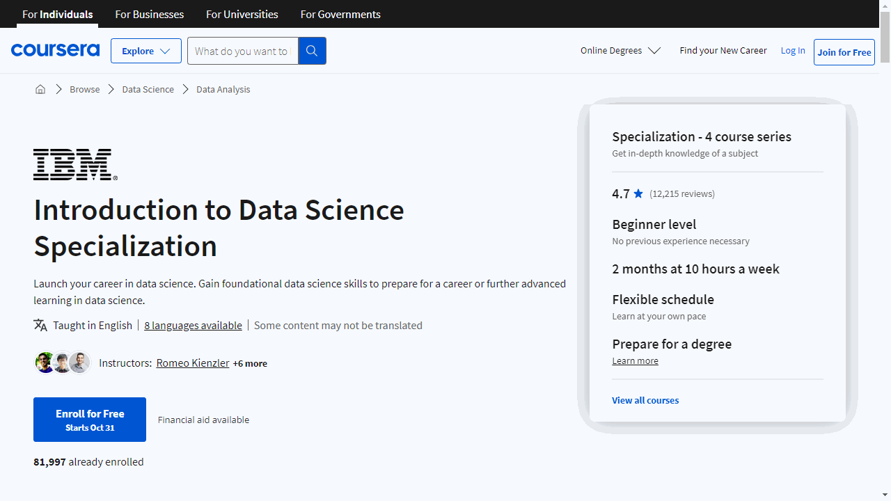 Introduction to Data Science Specialization