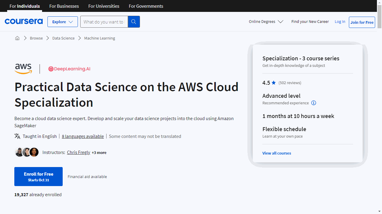 Practical Data Science on the AWS Cloud Specialization