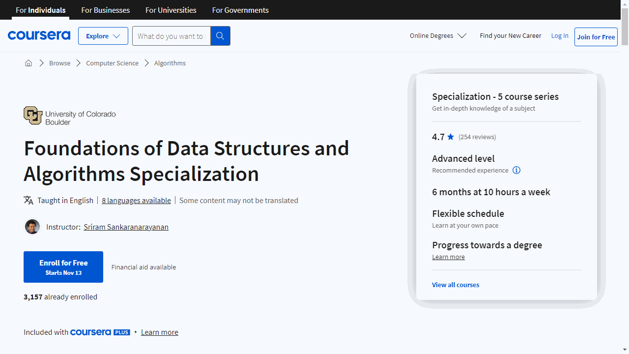 Foundations of Data Structures and Algorithms Specialization