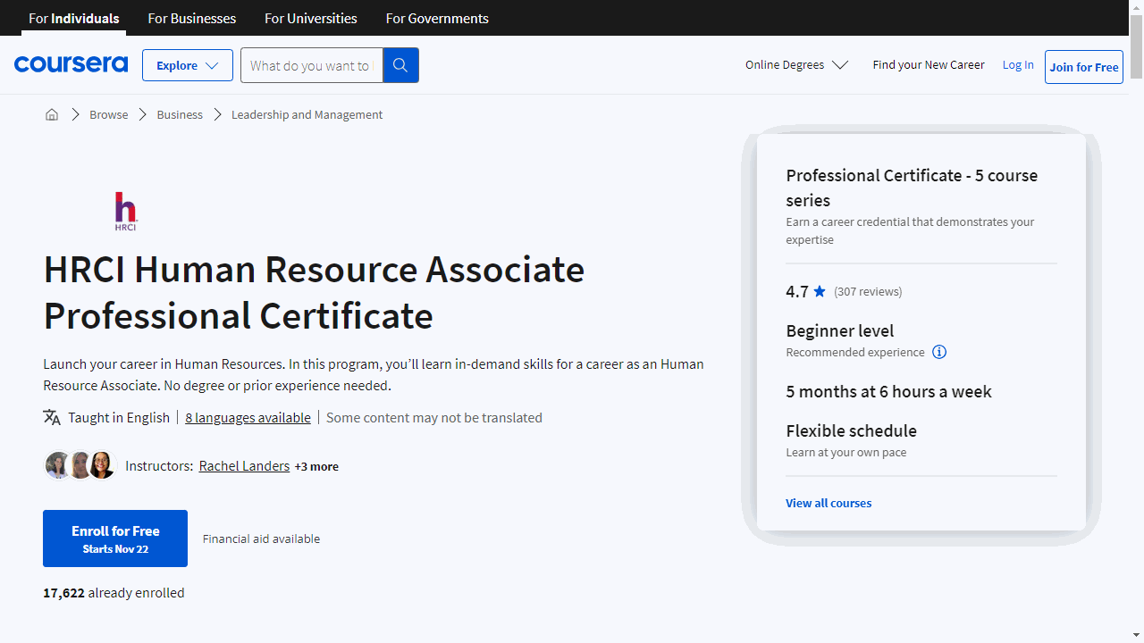 HRCI Human Resource Associate Professional Certificate