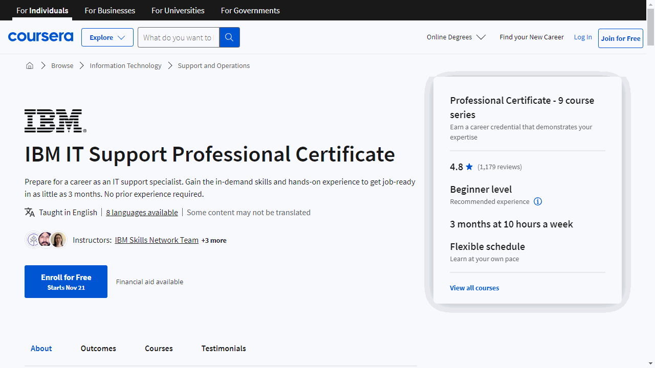 IBM IT Support  Professional Certificate