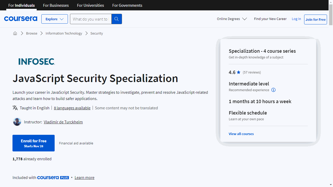 JavaScript Security Specialization