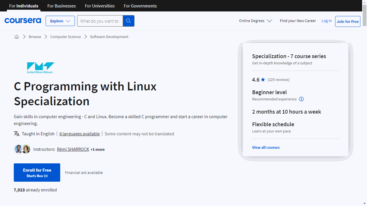 C Programming with Linux Specialization