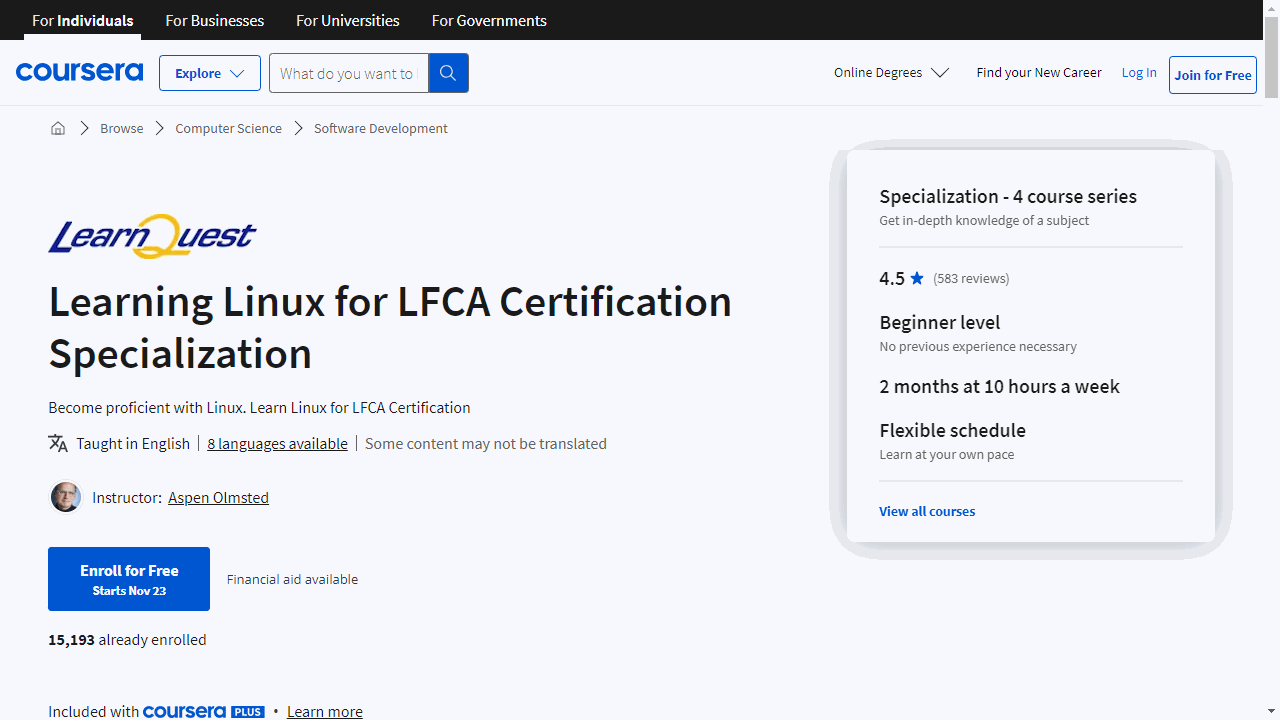 Learning Linux for LFCA Certification Specialization