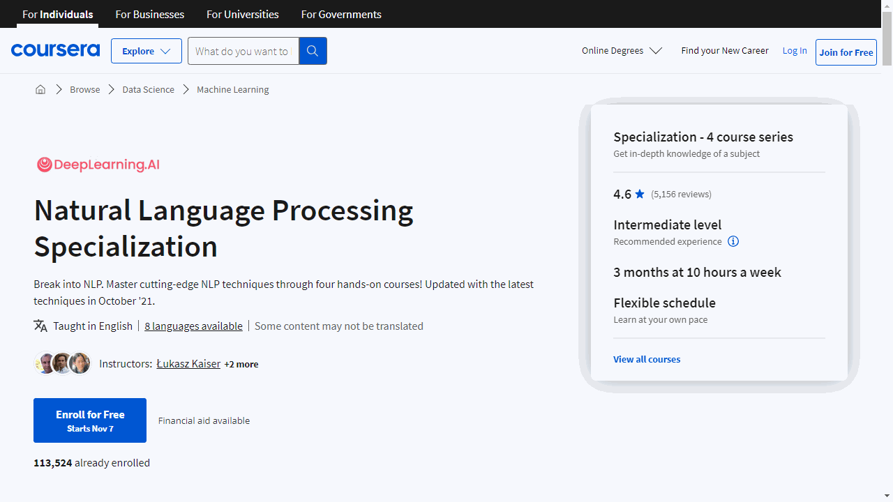 Natural Language Processing Specialization