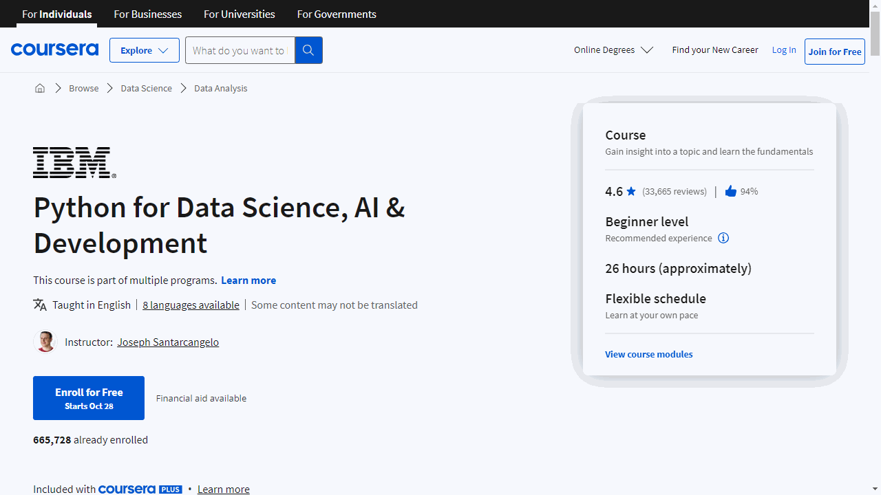 Python for Data Science, AI &amp; Development