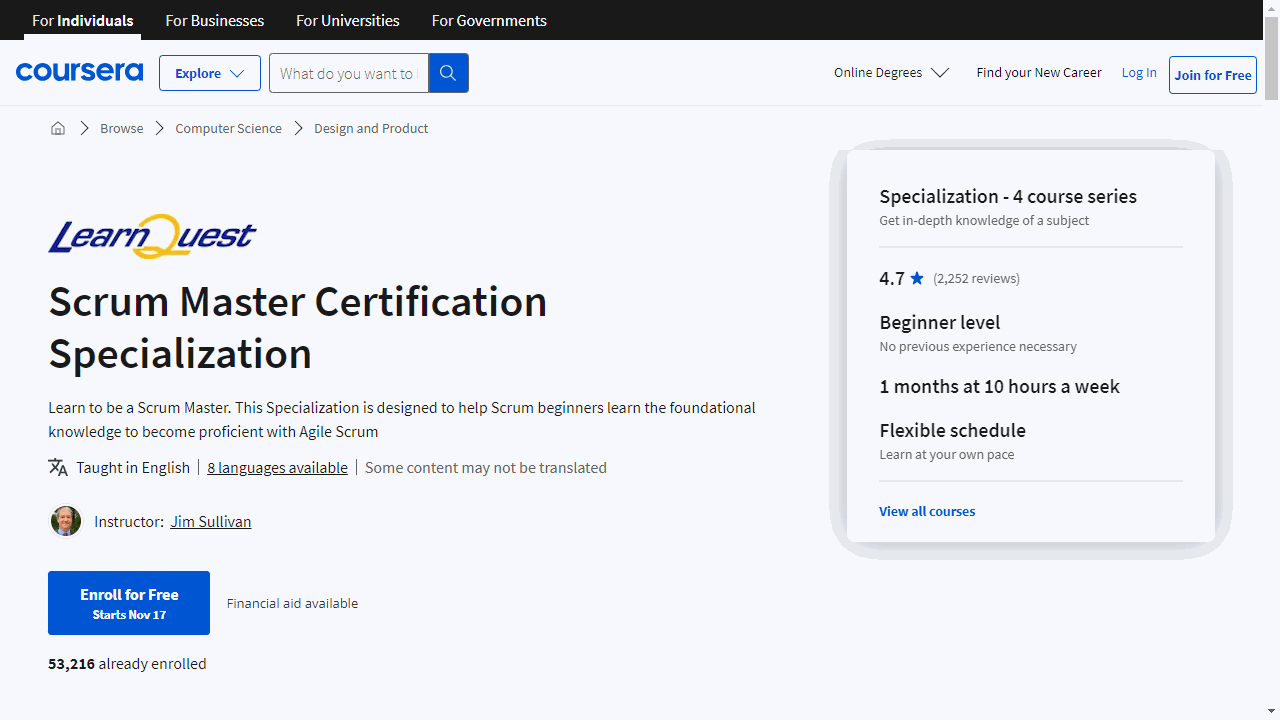 Scrum Master Certification Specialization
