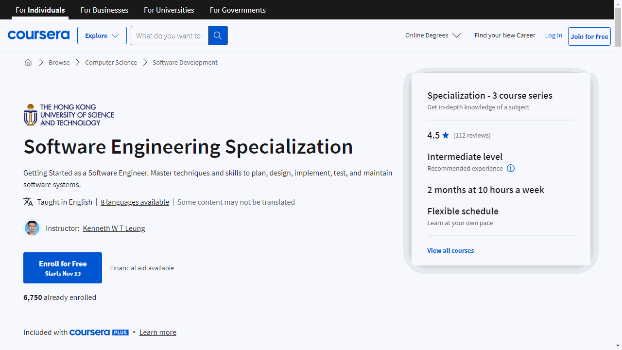 Software Engineering Specialization