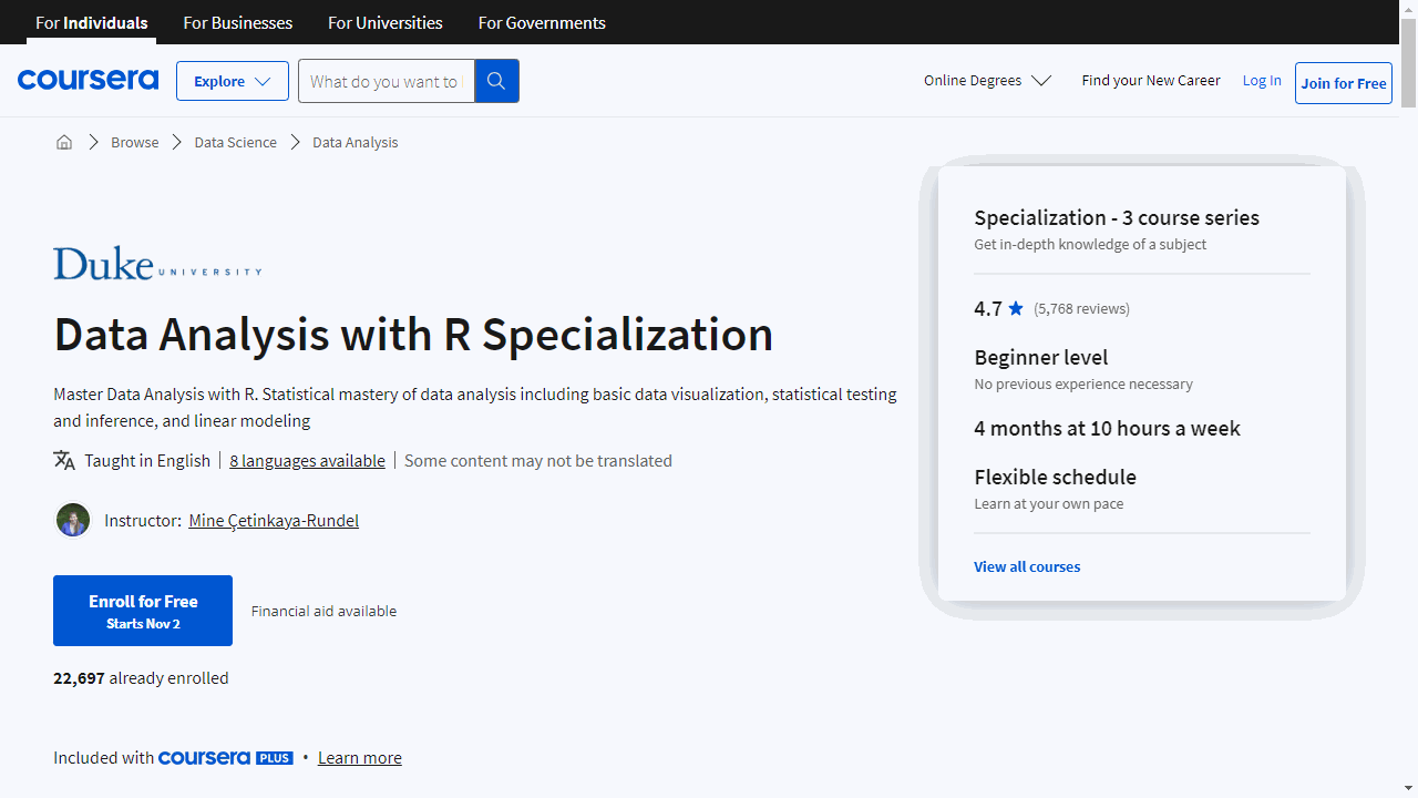 Data Analysis with R Specialization