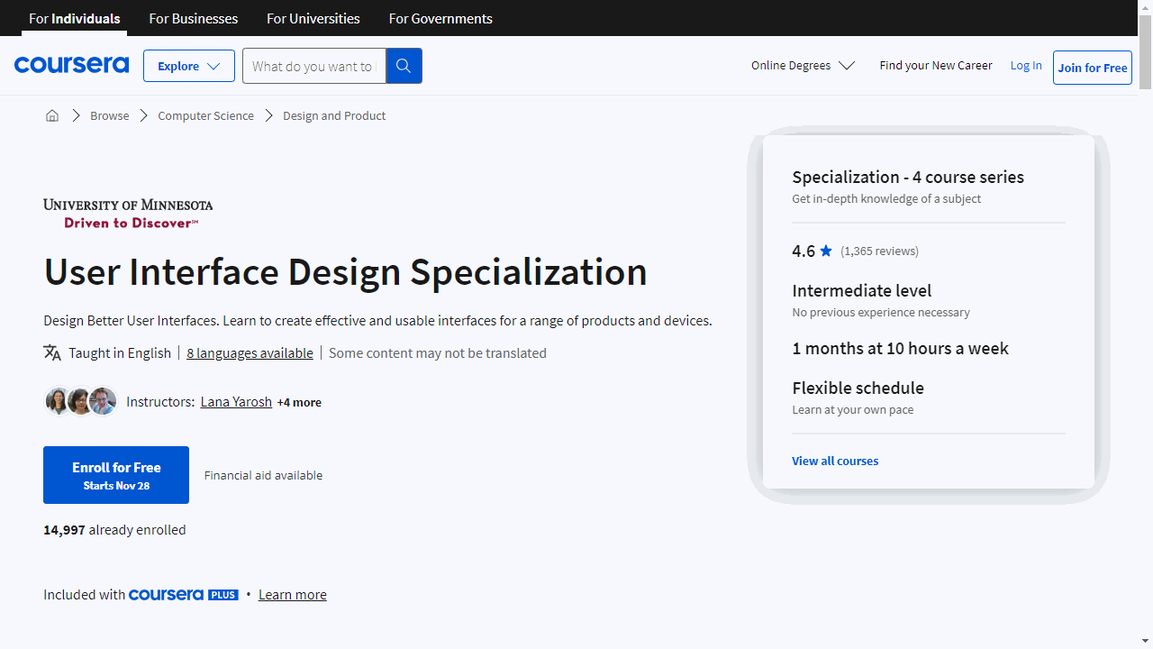 User Interface Design Specialization