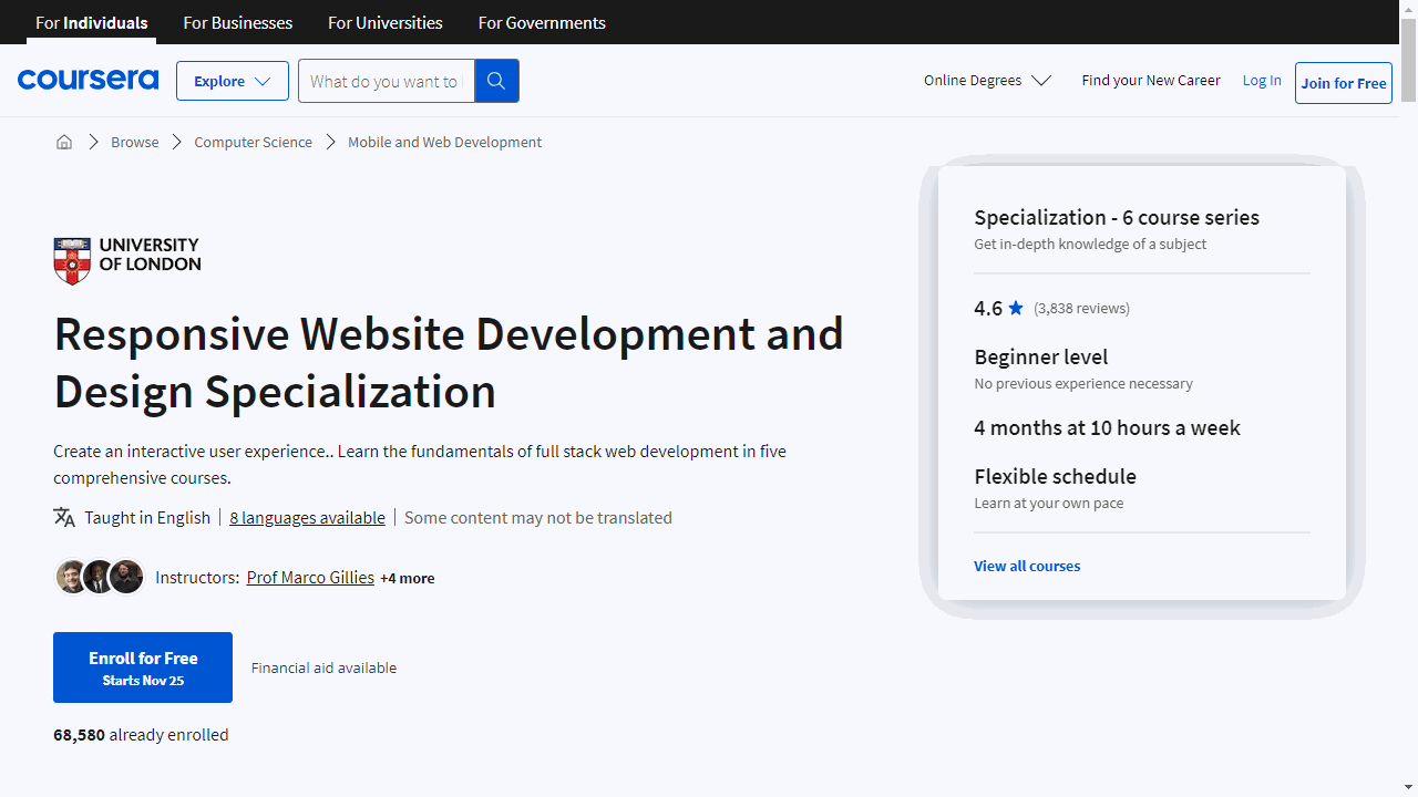 Responsive Website Development and Design Specialization
